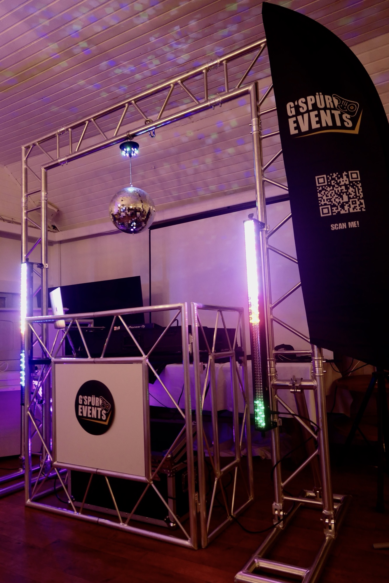 Beispielaufbau der mobilen Disco bei einem Firmenevent